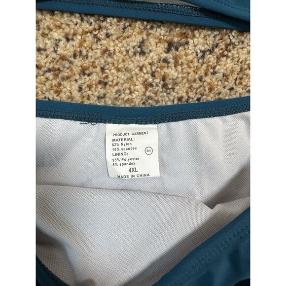 Women's Bikini Set Two Piece Swimsuit High Waisted‎ V Neck Ruched Blue 4XL - Picture 7 of 8